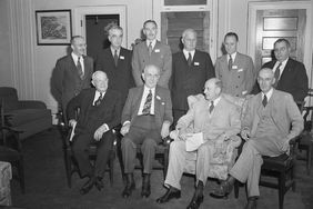 US delegates attending the United Nations Monetary and Financial Conference, also known as the Bretton Woods Conference, in Bretton Woods, New Hampshire