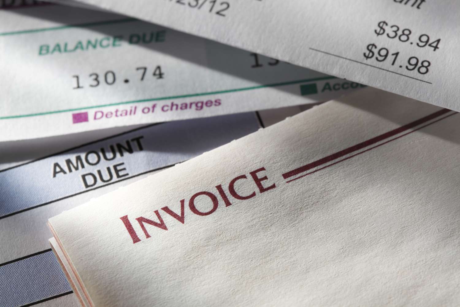 invoices and bills from a financial advisor
