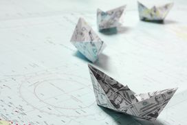 Origami paper hats with map