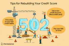 Illustration of tips for rebuilding your credit score (found in article).