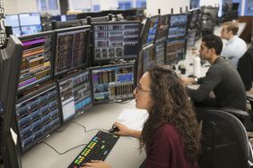 Woman working as a stockbroker