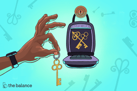 Image shows a hand holding up a key to a keypad and lock with "Roth IRA" written on it.