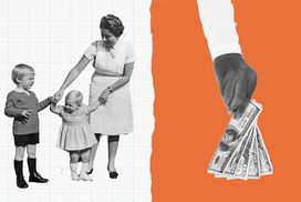 Illustration depicting paying a nanny in cash