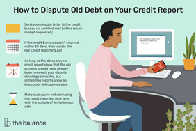 How to dispute old debt on your credit report. Send your dispute letter to the credit bureau via certified mail (with a return receipt requested) If the credit bureau doesn’t respond within 30 days, they violate the Fair Credit Reporting Act As long as the dates on your credit report show that the old account should have already been removed, your dispute should go smoothly, but sometimes reports show an inaccurate delinquency date Make sure you’re not confusing the credit reporting time limit with the statute of limitations on debt