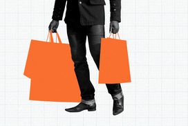 Illustration of a person holding shopping bags