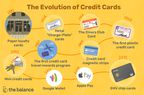 An illustrated timeline of credit cards shows their development from paper to metal to plastic, representing a headline that reads, "The Evolution of Credit Cards"