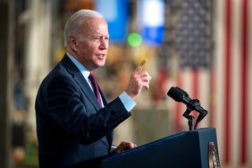 President Biden pointing during a speech