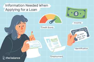 Illustration of the information needed when applying for a loan, explained in article.
