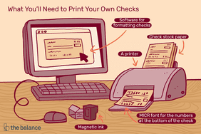 Custom illustration of home check printing setup