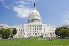 USA, Washington DC, Capitol Building dome and statue