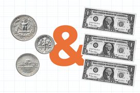 Illustration of dollar bills and change