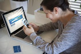 Woman banking online