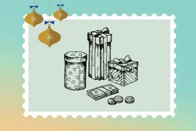 stenciled presents in a stamp