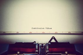 Curriculum vitae typed on typewriter