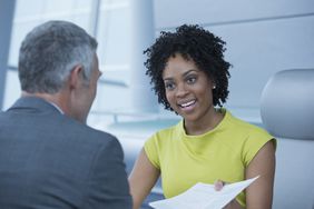 Job interview blck woman and older white man