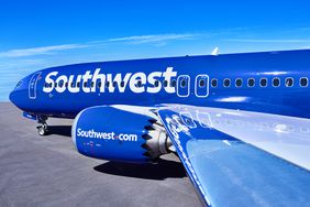 A Southwest passenger plane prepares for takeoff.