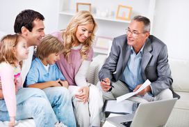 Family meeting with insurance agent