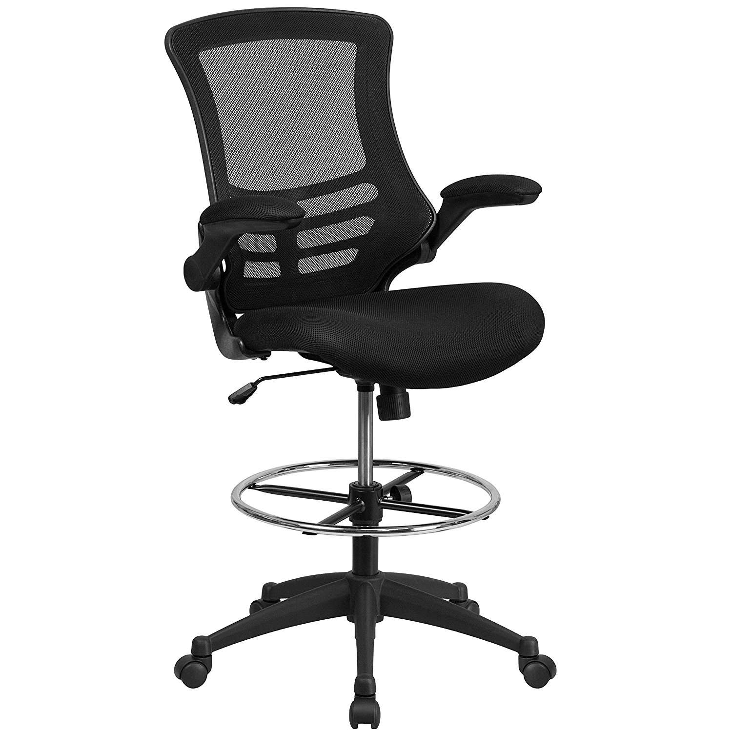 Flash Furniture Mid-Back Black Mesh Drafting Chair