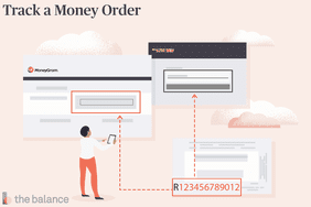 Track a Money Order: Image shows money orders from MoneyGram, Western Union and where to find the number you need to track the money order.